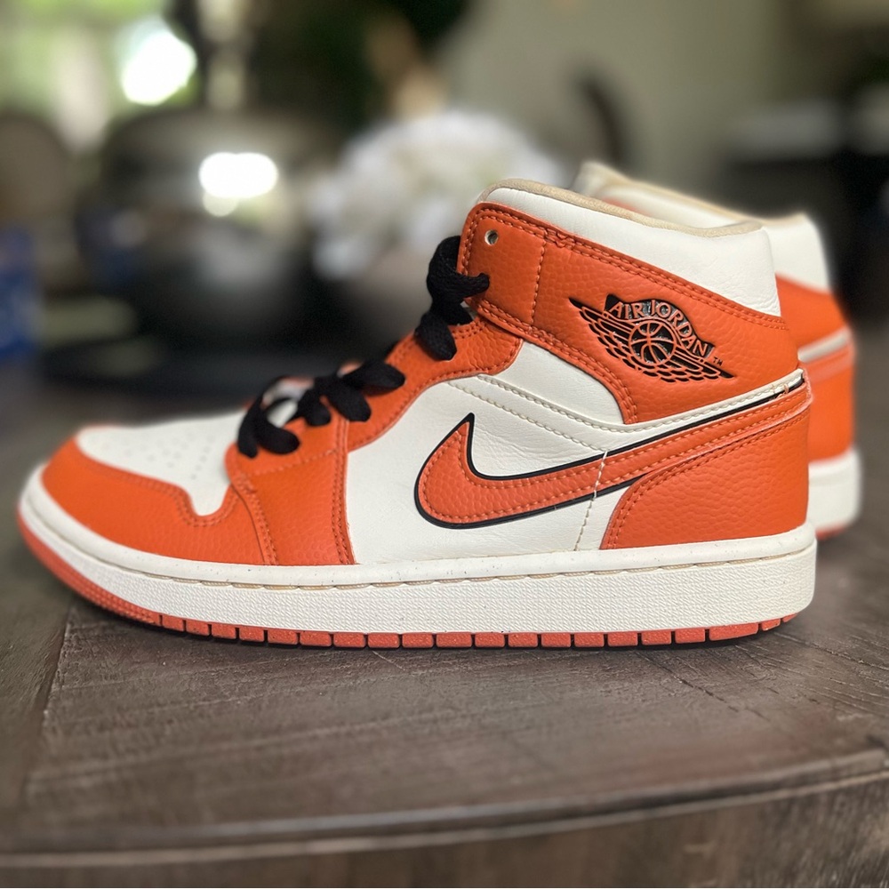 Nike Air Jordan 1 Mid Orange White Women's Sneakers